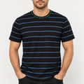 Glucomax Men's Black Striped Collar T-Shirt - Size M